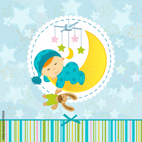 Obraz w ramie baby boy sleeping - vector illustration