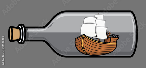 stary-statek-w-butelce-ilustracji-wektorowych