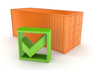 Sticker - Container and green tick mark.