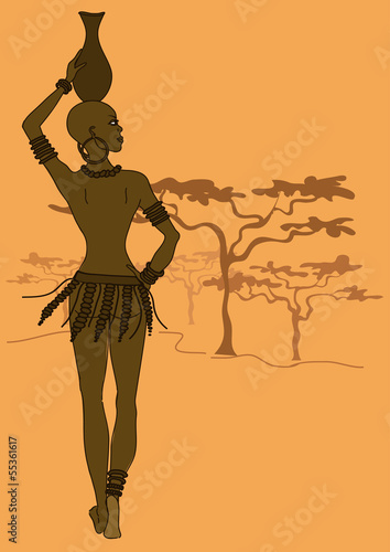 Naklejka na szafę African tribal seminude girl