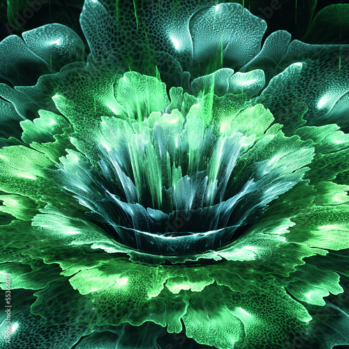 Fototapeta na wymiar Green futuristic flower
