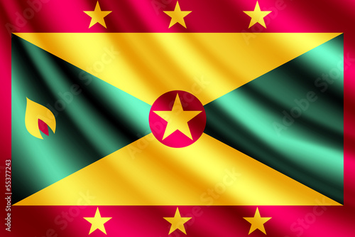 Naklejka - mata magnetyczna na lodówkę Waving flag of Grenada, vector