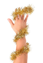 Gold Tinsel Twined Hand.