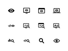 Observation And Monitoring Icons On White Background.