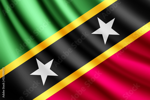 Obraz w ramie Waving flag of Saint Kitts and Nevis, vector