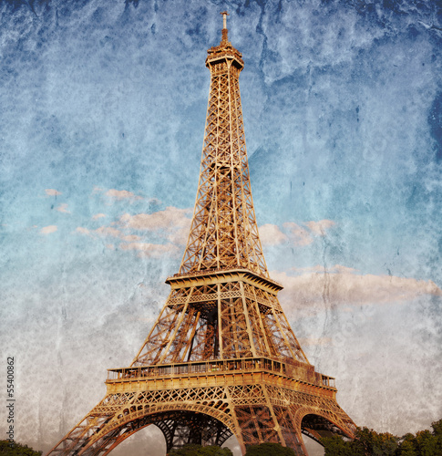 Naklejka - mata magnetyczna na lodówkę tour Eiffel color vintage