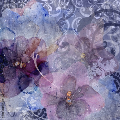 Nowoczesny obraz na płótnie background with delicate leaves and flowers