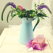 Flower Bouquet With Handmade Lavender Soap