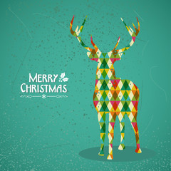 Wall Mural - Merry Christmas colorful reindeer shape.