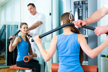 Patient at the physiotherapy doing physical therapy