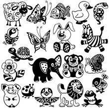 Set With Black White Pictures For Children