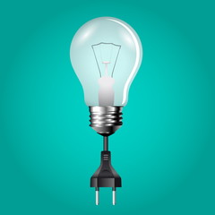 Bulb with cable and plug isolated on background