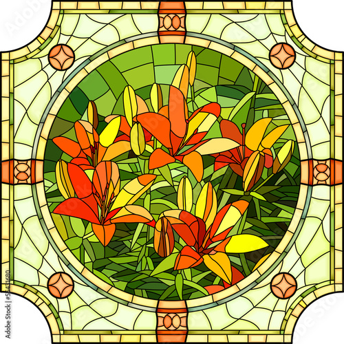 Nowoczesny obraz na płótnie Vector illustration of flower red lilies.