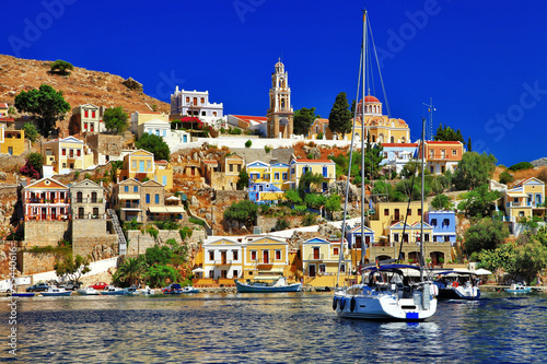 Naklejka dekoracyjna beautiful colorful Symi island, Dodecanese