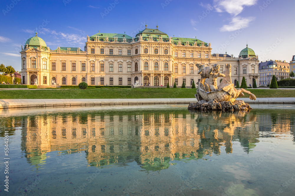 Schloss Belvedere zur Sommerzeit, Wien - obrazy, fototapety, plakaty 