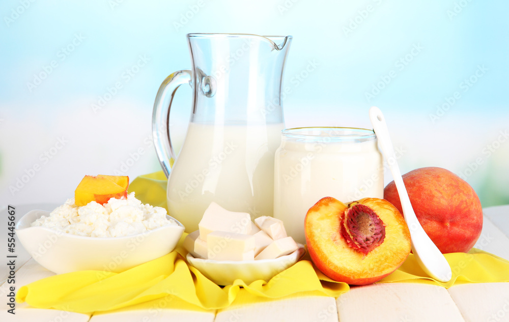 Fresh dairy products with peaches