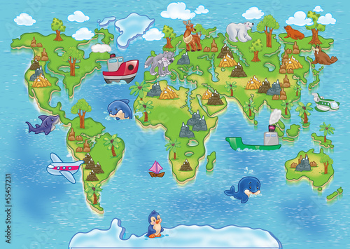 Naklejka na meble kids world map