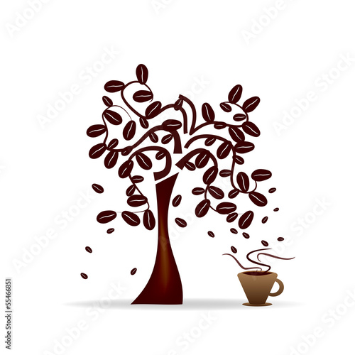 Plakat na zamówienie Abstrakcyjny wzór drzewa z ziaren kawy