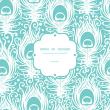 Soft Peacock Feathers Vector Frame Seamless Pattern Background
