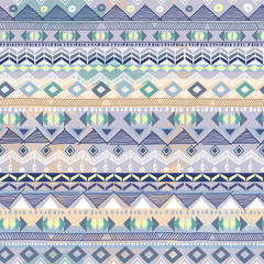 Poster - Pastel blue aztec stripe seamless background