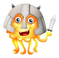 Sticker - A monster with a sword and a helmet