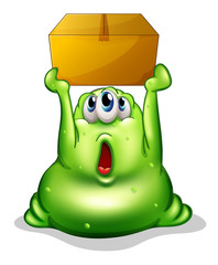 Sticker - A green monster carrying a box