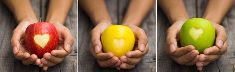 Wall Mural - Apples with engraved hearts