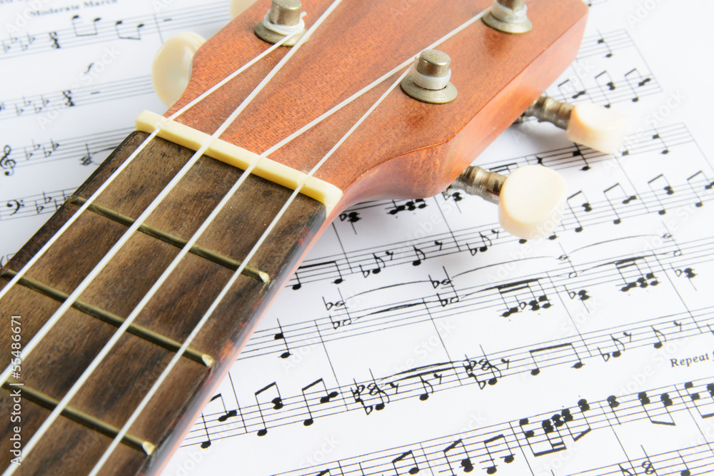 Photo Art Print Brown Ukulele On Paper Chords Europosters