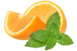 Sliced oranges with mint leaves.
