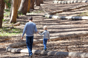 family of two hiking