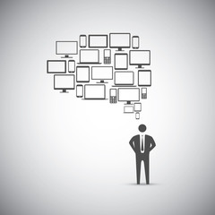 Wall Mural - businessman computer icon speech bubble vector