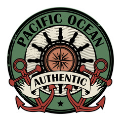 Wall Mural - Stamp with the words Pacific Ocean written inside the stamp