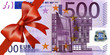 500 Euroschein mit breiten Band an Ecke
