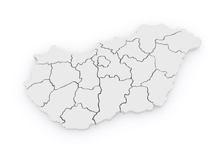  Three-dimensional map of Hungary.
