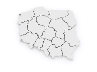  Three-dimensional map of Poland.