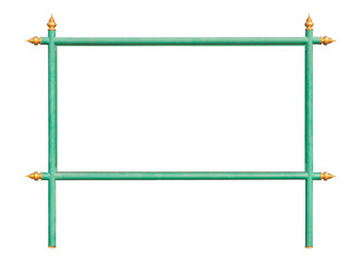  Frame of green iron sign with Thai style golden apex