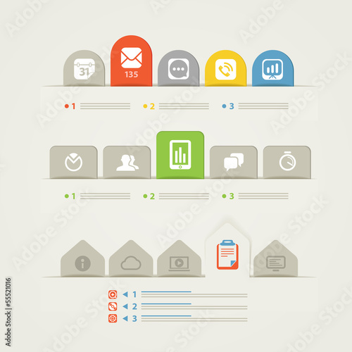 abstract web page menu template with color tabs and icons buy this color tabs