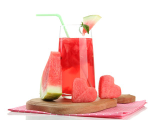 Poster - Fresh watermelon and glass of watermelon juice isolated on