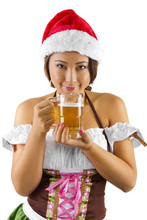 Sexy Female Bartender Dressed As Santa's Helper Elf
