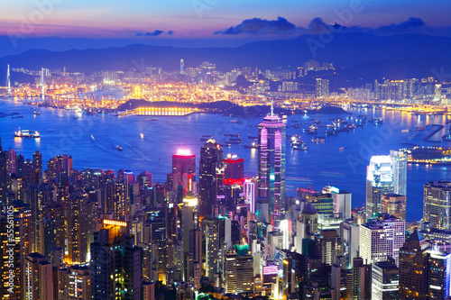Board z aluminiowym obramowaniem Hongkong panoramę od szczytu