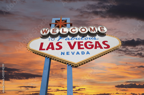 Fotoboard na płycie Las vegas znak powitalny z niebo wschód słońca