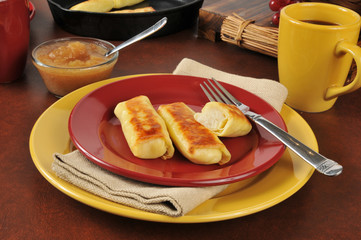 Canvas Print - Potato blintzes with apple sauce