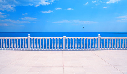 terrace with balustrade overlooking the sea