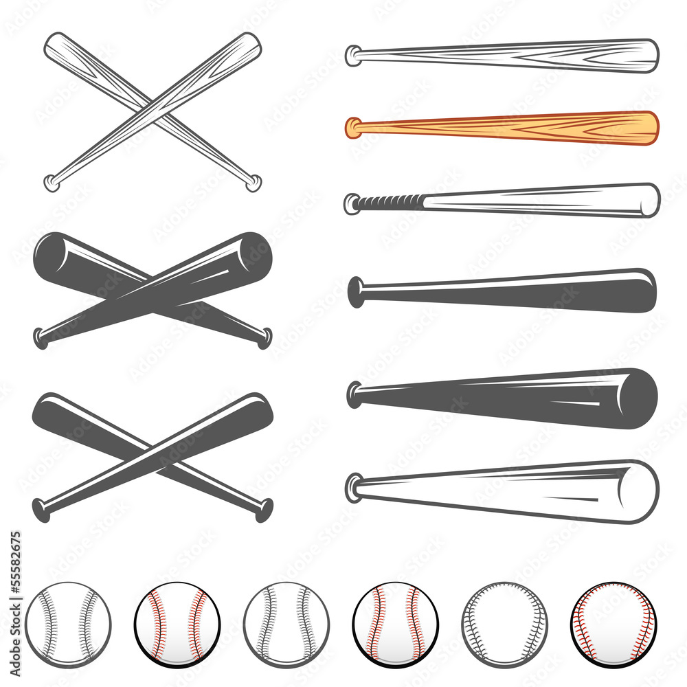 Set of baseball club emblem design elements - obrazy, fototapety, plakaty 