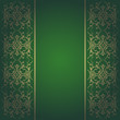 Background green baroque vector with flowers