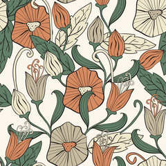 Sticker - Vector Seamless Floral Funky Pattern