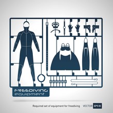 Plastic Model Kits Required Set Of Freediving Equipment Vector