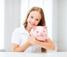 Poster - child with piggy bank