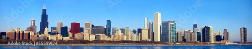 Board z aluminiowym obramowaniem Panorama panoramę chicago, the, usa