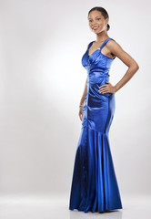 black woman in evening gown